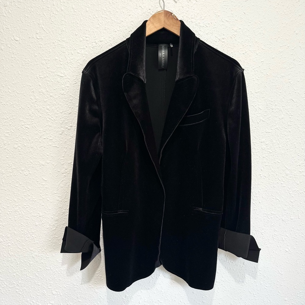 Norma Kamali tuxedo oversized  black velvet blazer jacket  M